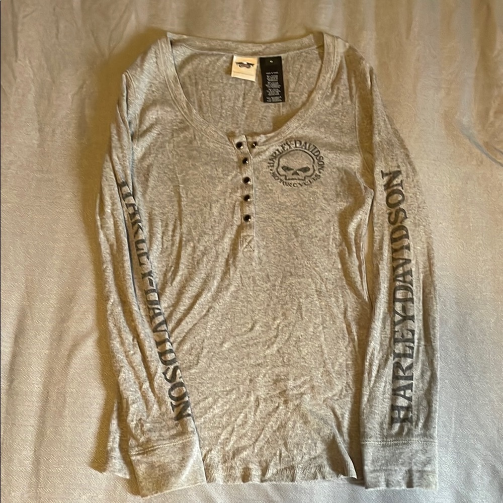 Harley-Davidson Gray Long Sleeve Henley